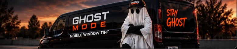Ghost Mode Mobile Window Tint branded service van at sunset